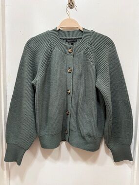 Banana Republic Sage Green Ribbed Button Cardigan
